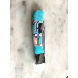 NEW Southwestern-Style Mojave Turquoise Inlay Pocket knife